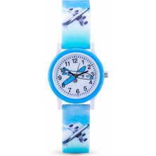 Saattino Uçak Desenli Turkuaz Kız Erkek Çocuk Kol Saati Analog Saat ST-304420