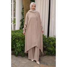 İmaj Butik Vizon Düğmeli Tunik Pantolonlu Takım