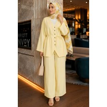 İmaj Butik Sarı Ip Bağlamalı Gömlek Pantolonlu Takım