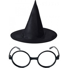 Zero Land Ilkeshop Harry Potter Büyücü Şapkası ve Harry Potter Büyücü Gözlüğü Siyah Renk
