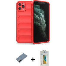 Marsilyan™- iPhone 11 Pro Max Kılıf Atlas Koleksiyonu - Siyah Polymer Nano Ekran Koruyucu + Metal Kamera Lens Koruma Cam - Akyl