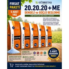 Gübretaş 5 Adet 20.20.20+Me 1kg (Klorsuz Yaprak ve Damlama Gübresi)