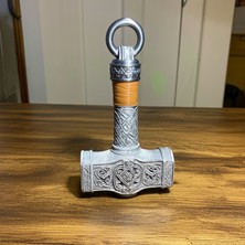 Riva Self Iskandinav Mitolojisi Thor’un Çekici Mjölnir - Antik Gümüş Kaplama Dekoratif Obje -28 cm