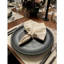 MiniStand 6 Adet Kenarı Dikişli Ham Kumaş Sunum Peçetesi - Boho ve Modern Sofra Aksesuarı 40 x 40 cm