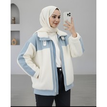 Moda Morfo Kot Detaylı Astarlı Cepli Peluş Mont -Beyaz