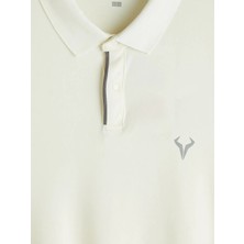 LC Waikiki Ekru Polo Yaka Nakışlı Erkek Spor Tişört