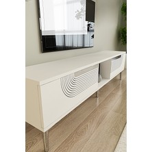 Yumedi Design TSA1508BS - Dünya Tv Stand , Tv Sehpası 150CM Beyaz-Silver