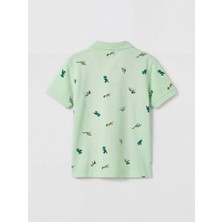 LC Waikiki Yeşil Polo Yaka Desenli Erkek Çocuk Pike Tişört