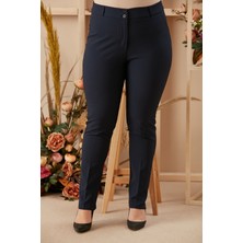 Rmg Büyük Beden Kadın Lacivert Kumaş Pantolon %50 Polyester %47 Viskoz %3 Elestan Şık Model