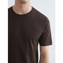 LC Waikiki Kahverengi %100 Pamuk Regular Fit Basic Tişört