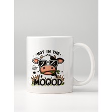 North Whiskers Not In The Moooood İnek Tasarımlı Beyaz Kupa Bardak - 330 ml Porselen Kupa