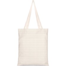 Çınar Bez Çanta Çınar Bej Renkli Kare Kod Baskılı Ham Bez Çanta 35X40cm Çok Amaçlı Kullanım İçin Uygun