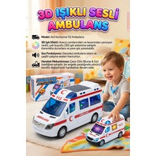 Farbu Oyuncak 3D Işıklı Sesli Pilli Çarp-Dön Mekanizmalı 17CM Gerçekçi Tasarımlı Eğlenceli Oyuncak Ambulans
