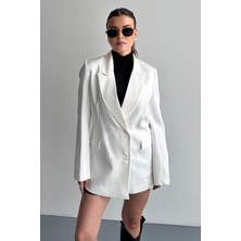 Moda Armanc Kadın Düğme Detaylı Oversize Blazer Ceket