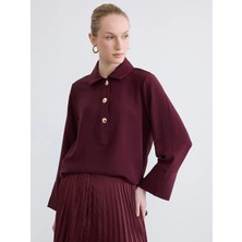 LC Waikiki Bordo Oversize Kadın Tunik