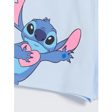 LC Waikiki Mavi Lilo & Stitch Baskılı Kız Çocuk Şort
