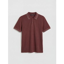 LC Waikiki Mürdüm Polo Yaka Dokulu Erkek Tişört