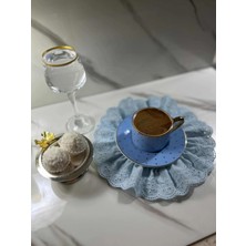 Nurgita Home Fırfırlı Fistolu Duck Keten Kahve Sunum Peçetesi &kokteyl Peçete &bardak Altlığı (1 Adet Mavi)