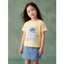 LC Waikiki Sarı Lilo ve Stitch Baskılı Kız Çocuk Tişört
