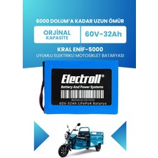 Electroll Kral ENIF-5000 Batarya (Standart Kapasite) Lifepo4 60V 32AH Elektrikli Motosiklet Bataryası
