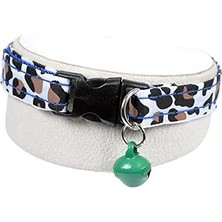 Peri Store Leopar Desenli Zilli Kedi Köpek Tasması Boyun Tasma Ayarlı 2'li Set