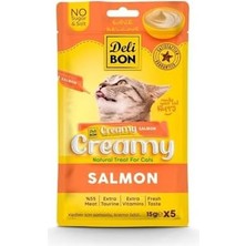Peri Store Delibon Creamy Somonlu Sıvı Kedi Ödül Maması 5X15 gr