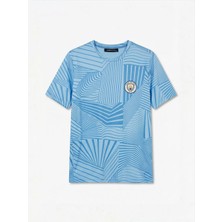 LC Waikiki Mavi Bisiklet Yaka Manchester City Baskılı Erkek Spor Tişört
