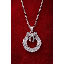 Sylvera Shop Fiyonk Detaylı Işıltılı Çelik Kolye (Gümüş Renk)