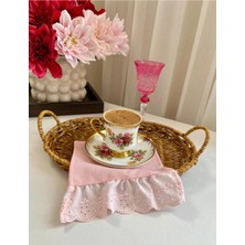 Nurgita Home Fistolu Ucu Fırfırlı Duck Keten Kahve Sunum Peçetesi & Sunumluk & Kokteyl Peçetesi ( 1 Adet Pembe )