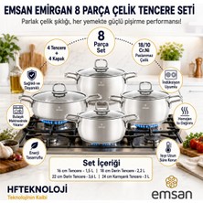 Emsan Indiksüyon Kullanımına Uygun ,emirgan 8 Parça Çelik Tencere Seti