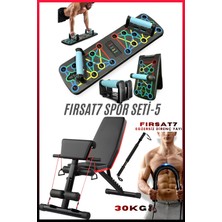 Spor Seti 5 | Profesyonel Bench Press Katlanabilir | Katlanabilir Şınav Tahtası | 30 kg Göğüs Yayı El Bilek Omuz Kol Kas Geliştirici