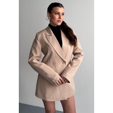 Moda Armanc Kadın Düğme Detaylı Oversize Blazer Ceket
