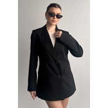 Moda Armanc Kadın Düğme Detaylı Oversize Blazer Ceket