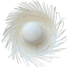 The Gencoo Tropikal Parti Beyaz Hasır Hawaii Şapkası 13X36 cm