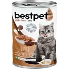 Peri Store Bestpet Yetişkin Kediler Için, Taze Ciğer Parça Etli ve Soslu Yaş Mama, 400 G x 12 Adet