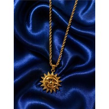 Sylvera Shop Güneş & Ay Vintage Çelik Kolye (Gold Renk)