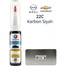 COLORGUARD Opel Chevrolet 22C Karbon Siyah İğneli ve Fırçalı Özel Tasarım Şişe Rötuş Boyası ve Profesyonel Rötuş Çeliği Seti