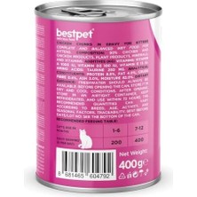 Peri Store Bestpet Yavru Kediler Için, Taze Tavuk Parça Etli ve Soslu Yaş Mama, 400 G x 12 Adet