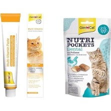 Peri Store Gimcat Kediler Için Multi-Vitamin, 100 G, 12 Temel Vitamin & Nutripockets Kedi Ödülü Dental 60GR