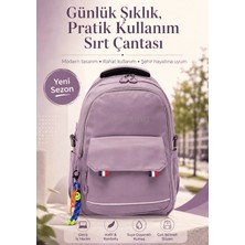 Young 51585 Purple Mor Unisex Çok Cepli Anahtarlık Aksesuarlı Suya Dayanıklı Sırt Çantası