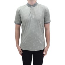 Santa Fistan Store Erkek Desenli Spor Kesim Rahat Kalıp Cepsiz Polo Yaka T-Shirt