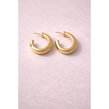 Sylvera Shop Parlak Dokulu Halka Küpe – Zamansız Stil (Gold Renk)