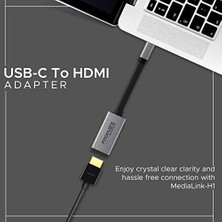 Peri Store Type-C Den HDMI A Bağlantı Kablosu Ultra Hızlı 4k30hz Dönüştürücü/promate Medıalınk-H1.grey