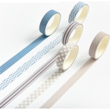 Vox Art 5'li Washi Dekor Bant Seti 1 cm x 2 mt Karışık Renkli Şirin Kağıt Bantlar-M4-436