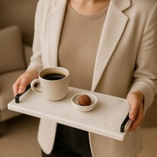 Peri Store Veya Siyah Metal Saplı Mermer Sunum Tepsisi – 40X15 cm Dikdörtgen Servis Tepsisi, Şık Sofra, Kahve, Peynir ve Tatlı Sunumları Için (Siyah)