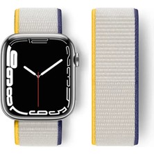 Verto Newface Apple Watch 38MM Hasırlı Cırtcırtlı Kordon - Sarı-Beyaz