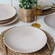 Peri Store Kumlu Krem Rölyefli Servis Tabağı 27 cm 6 Adet Q32