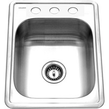 Peri Store A1722-7BS-1 Ada Glowtone Üstten Monte Paslanmaz Çelik 17 x 22 3 Delikli Evye, Bir Sepet Süzgeci Dahildir; 3-1/2 Inç Tahliye Açılımı