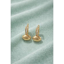 Sylvera Shop Nova Drop Taşlı Halka Küpe (Gold Renk)