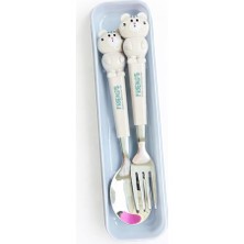 Peri Store Sevimli Hayvan Figürlü Çatal Kaşık Seti (Kedi)